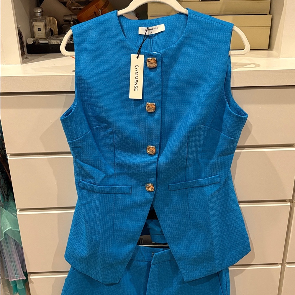 Commense Blue Textured Buttoned Top - Picture 5 of 9